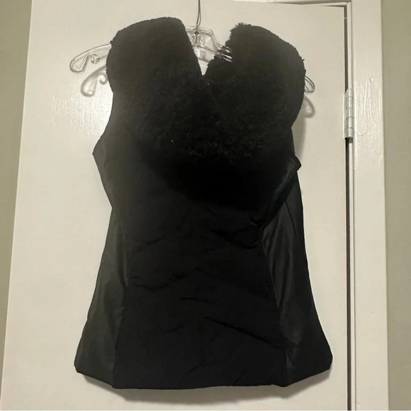 Blanc Noir black hooded vest faux fur size XS - Picture 2 of 6